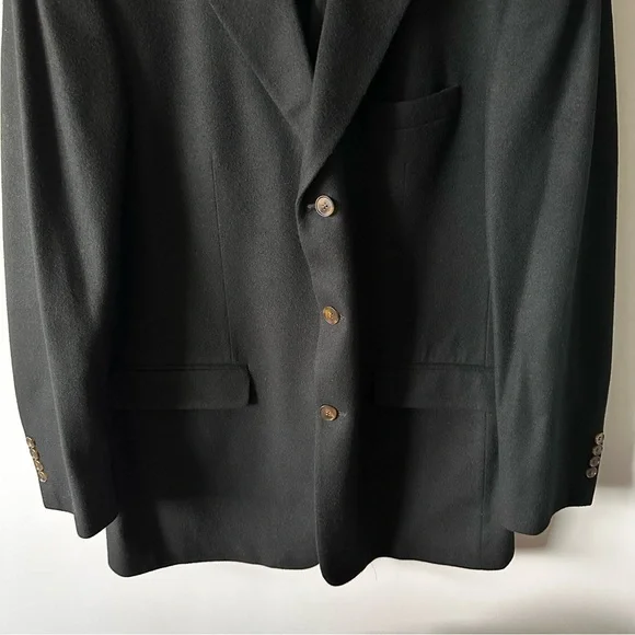 Bill Blass Blazer Men's 44L Black Single Breasted 3 Button 100% Cashmere
